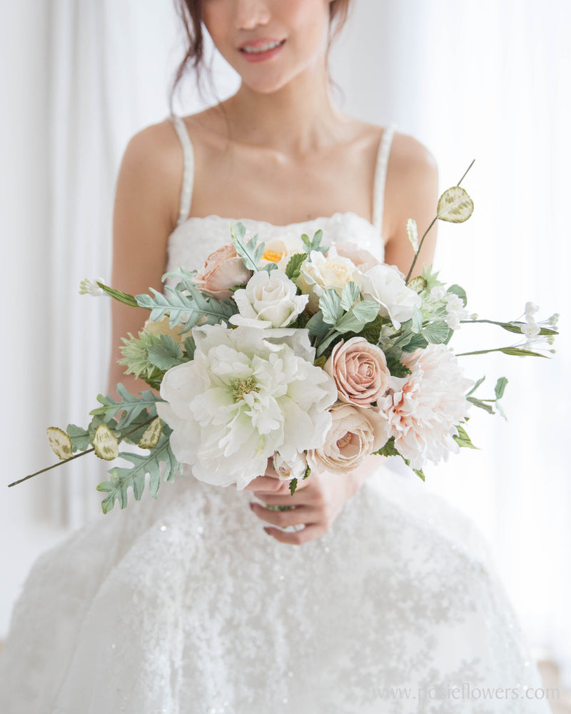 Large white blush bridal bouquet ...